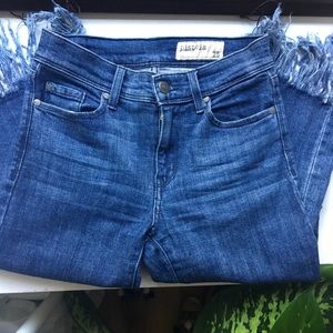 Pistola High-Rise Cropped Fringe Hem Jeans